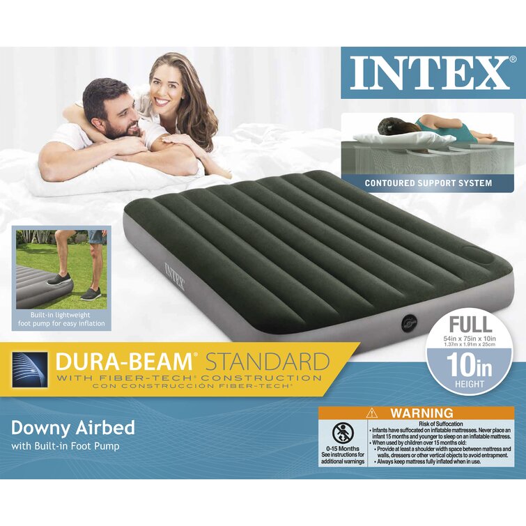 Intex Lit gonflable en duvet standard Intex Dura Beam avec pompe